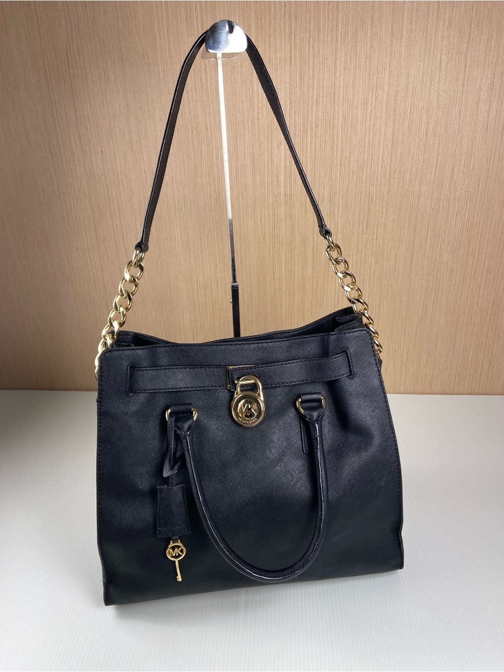 Michael Kors Hamilton Black Saffiano Leather Satchel Shoulder Bag